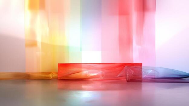 Abstract colorful light composition with translucent rectangular shapes and reflections dynamic background design photo