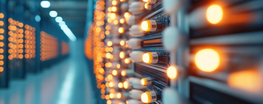 Computer server racks data storage technology system photo