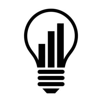 Illustration of a light bulb combined with a bar chart, symbolizing innovation, creative ideas, business growth, and data-driven solutions vector