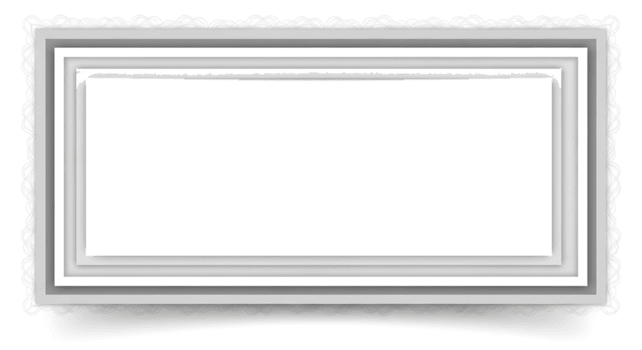 Monochromatic layered rectangular frame with a delicate scalloped edge and a textured inner border. png