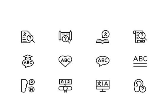 Linguistics and phonetics line icon set with editable Includes professional, modern, and minimal icons ideal for language-related visuals. vector
