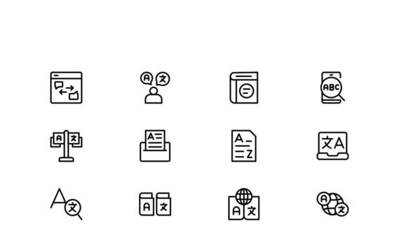 Phonetics and Communication Line Icons featuring minimal, modern, and pixel-perfect illustrations. Ideal for academic, linguistic, and media-related use. vector