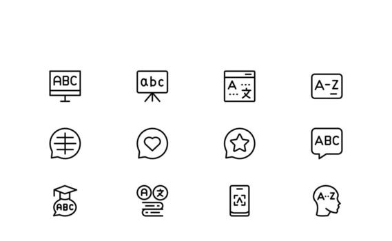 Linguistics and phonetics line icon set, pixel perfect illustrations. Includes professional, modern, and minimal icons ideal for language-related visuals. vector