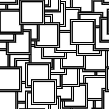 Abstract seamless geometric pattern of overlapping outlined black and white squares creating modern minimalistic background design vector