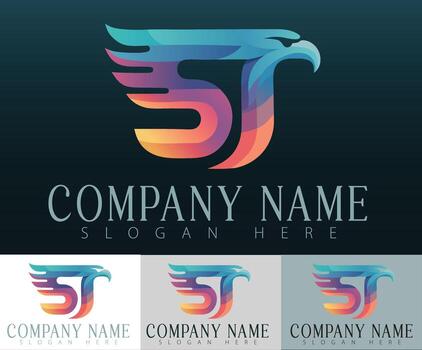 A stylish and flowing logo where the letters ST are embedded in an eagle design. vector