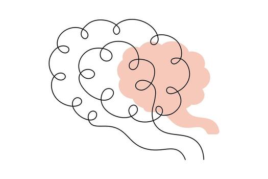 mínimo cerebro icono continuo línea dibujo vector