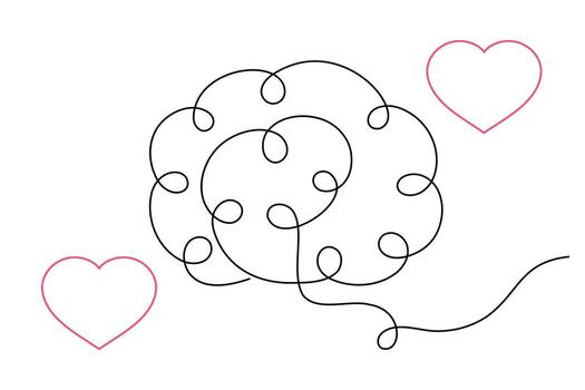 resumen cerebro forma en uno línea estilo vector