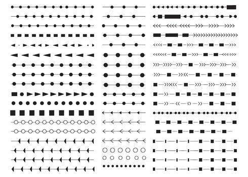 Geometric Line Borders and Dividers Dotted and Shape Pattern Set vector