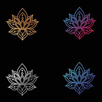 Abstract glowing snowflake patterns with islamic calligraphy in a dark background vector