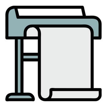 Flat illustration of a large format printer with paper isolated on white background vector