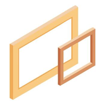 Two overlapping wooden frames, isolated on white background vector