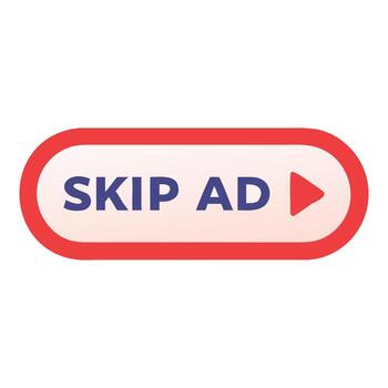 Skip ad button with play icon isolated on white background vector