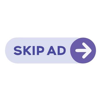 Skip ad button with arrow icon isolated on white background vector