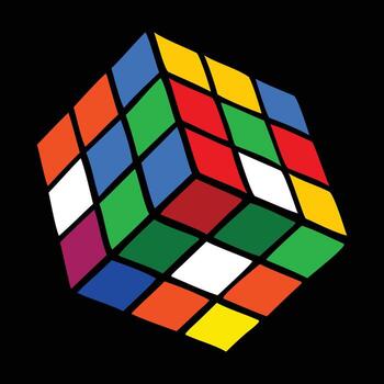 Rubiks Cube Colorful Puzzle Challenge on Black Background vector
