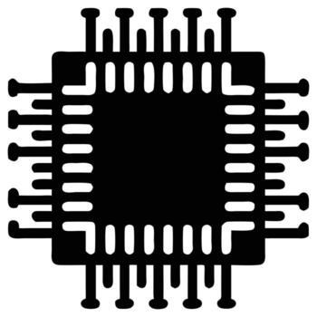 Simple Black Microchip Icon Digital Technology Processor vector