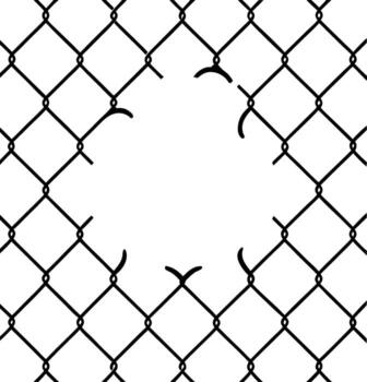 Damaged Chain Link Fence Illustration Breach Security Defect vector