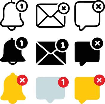 Notification Icons Set Bell Email Message Read and Unread vector