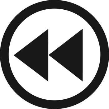 Black Rewind Button Icon in a Circle for Digital Interface vector