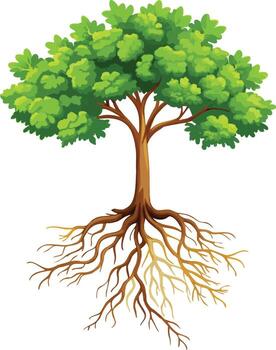 Tree with Root System Illustration Ecology and Nature Concept vector