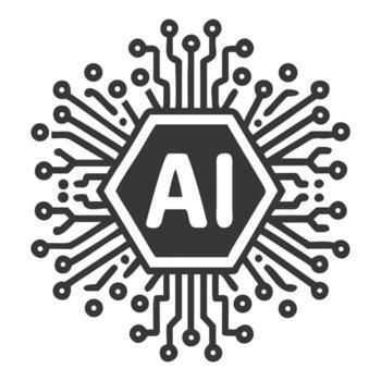 ai hexágono icono artificial inteligencia ilustración monocromo vector