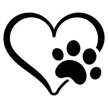 Heart shape with a paw print inside isolated on white background vector