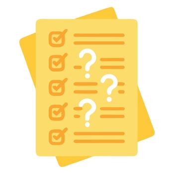 Yellow checklist with checkmarks and question marks vector