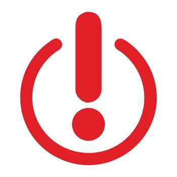 rojo poder botón símbolo con exclamación marca aislado en blanco antecedentes vector