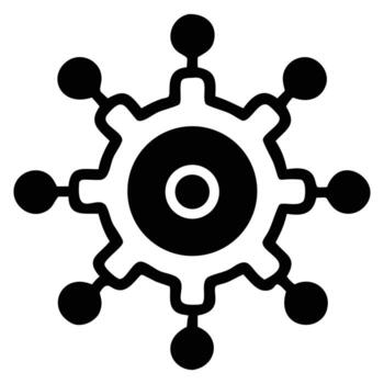 Gear with connected circles icon isolated on white background vector