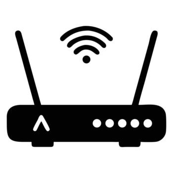 inalámbrico enrutador con antenas y Wifi señal aislado en blanco antecedentes vector