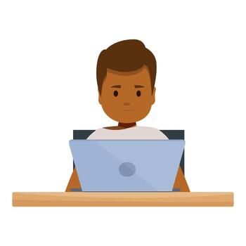 Focused programmer working on laptop at desk, creating innovative software solutions vector