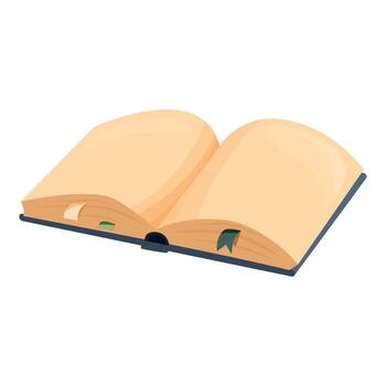 Open book showing blank pages with bookmarks inviting readers to explore knowledge vector