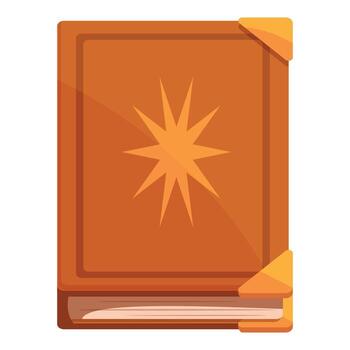 Magic book with star shining brightly, a mystical icon representing knowledge and power vector