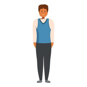 Smiling office worker standing with hands behind back vector