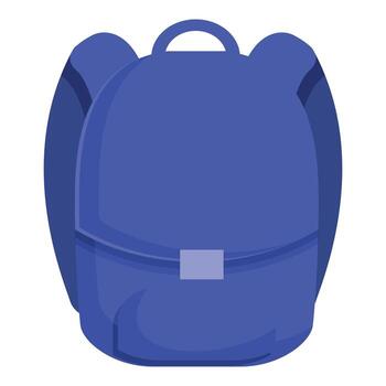 Closed empty blue backpack with clasp and handle for carrying personal items vector
