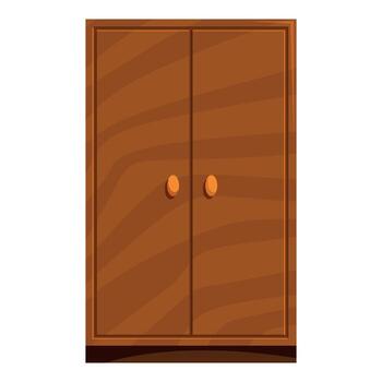 Wooden wardrobe standing on white background, simple design and functionality vector