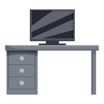 Modern office desk with computer monitor and drawers vector