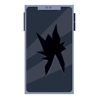 Broken smartphone display showing cracks and damage vector