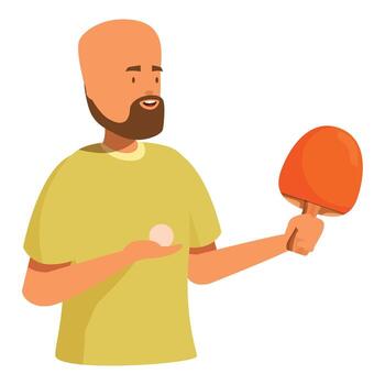 Man playing ping pong holding paddle and ball getting ready to serve vector