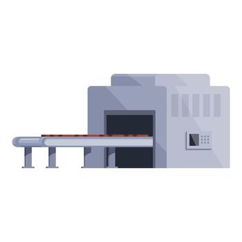 Conveyor belt transporting bricks into factory building, automated production process vector