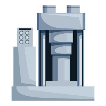 Hydraulic press machine operating in factory setting vector