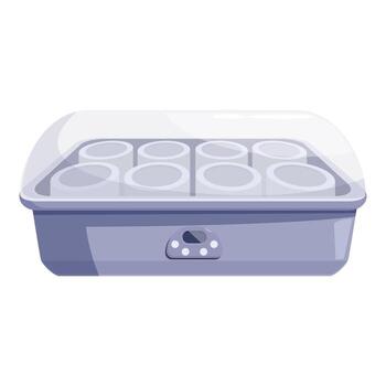 Modern yogurt maker incubating eight jars simultaneously vector