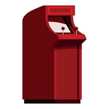 Red arcade game machine standing on white background vector