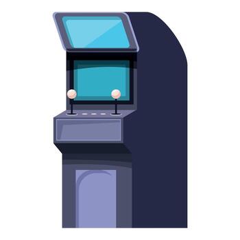 Retro arcade game machine displaying playing screen with joysticks vector