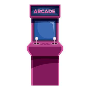 Pink arcade game machine standing with joysticks and buttons vector