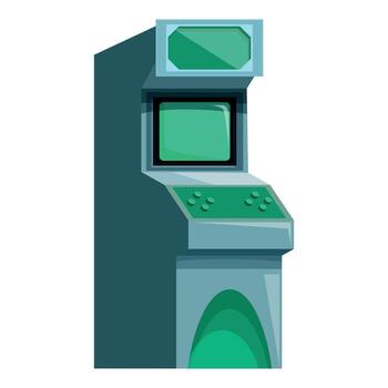 Retro arcade game machine displaying green screen and controls vector