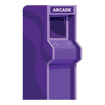 Purple arcade game machine standing upright, ready for playing vector
