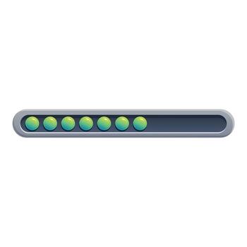 Loading bar showing progress with green spheres on white background vector