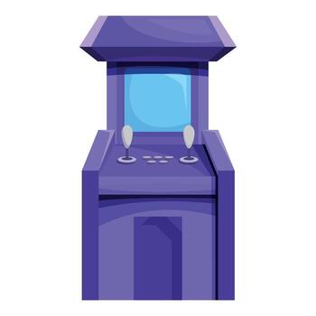 Purple arcade game machine with joysticks and buttons is ready for playing vector