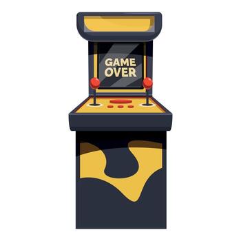 Retro arcade game machine showing game over screen vector