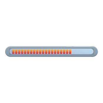 Horizontal progress bar showing loading status with orange indicator vector